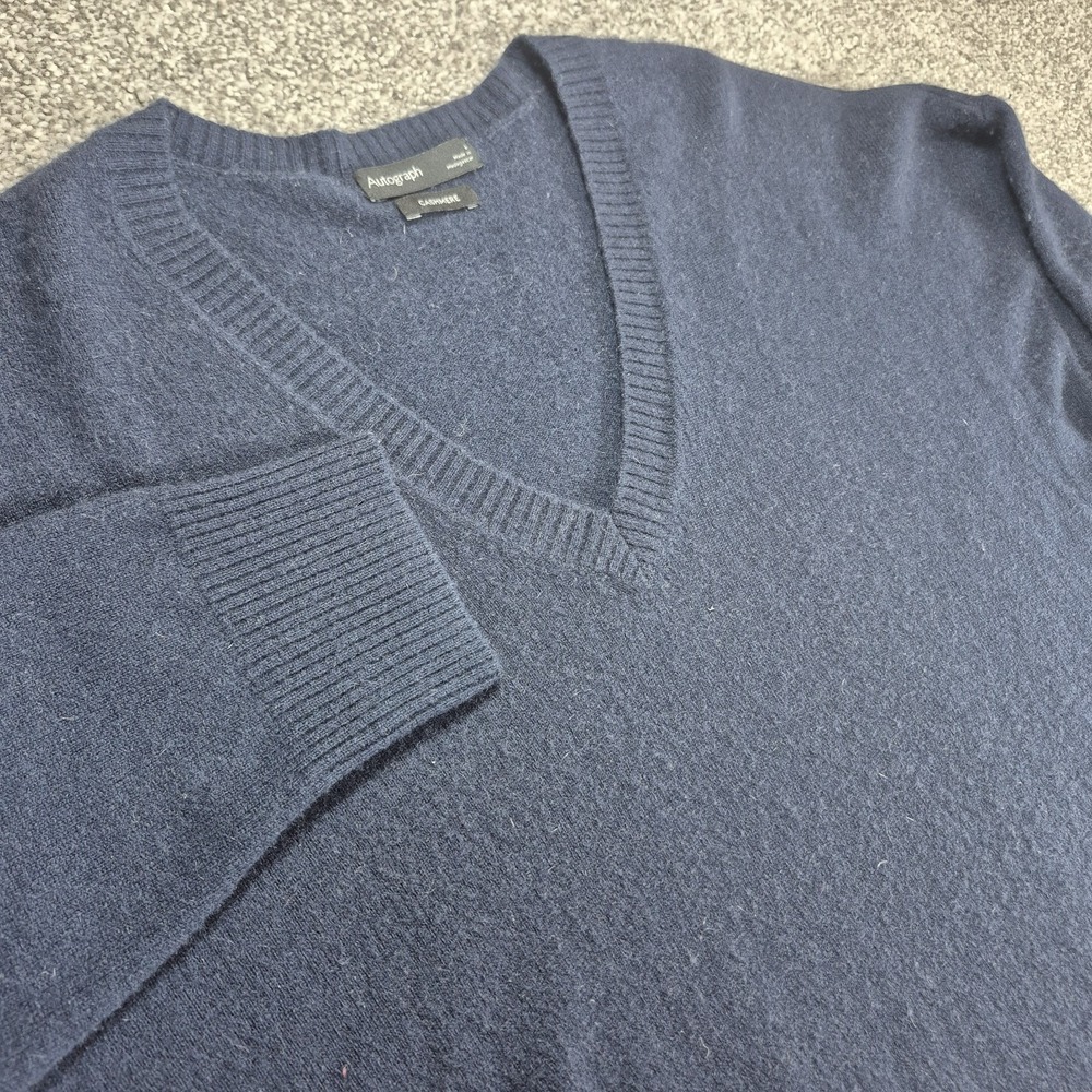 Autograph Cashmere Sweater‎ Jumper Men's UK Large Navy V-Neck